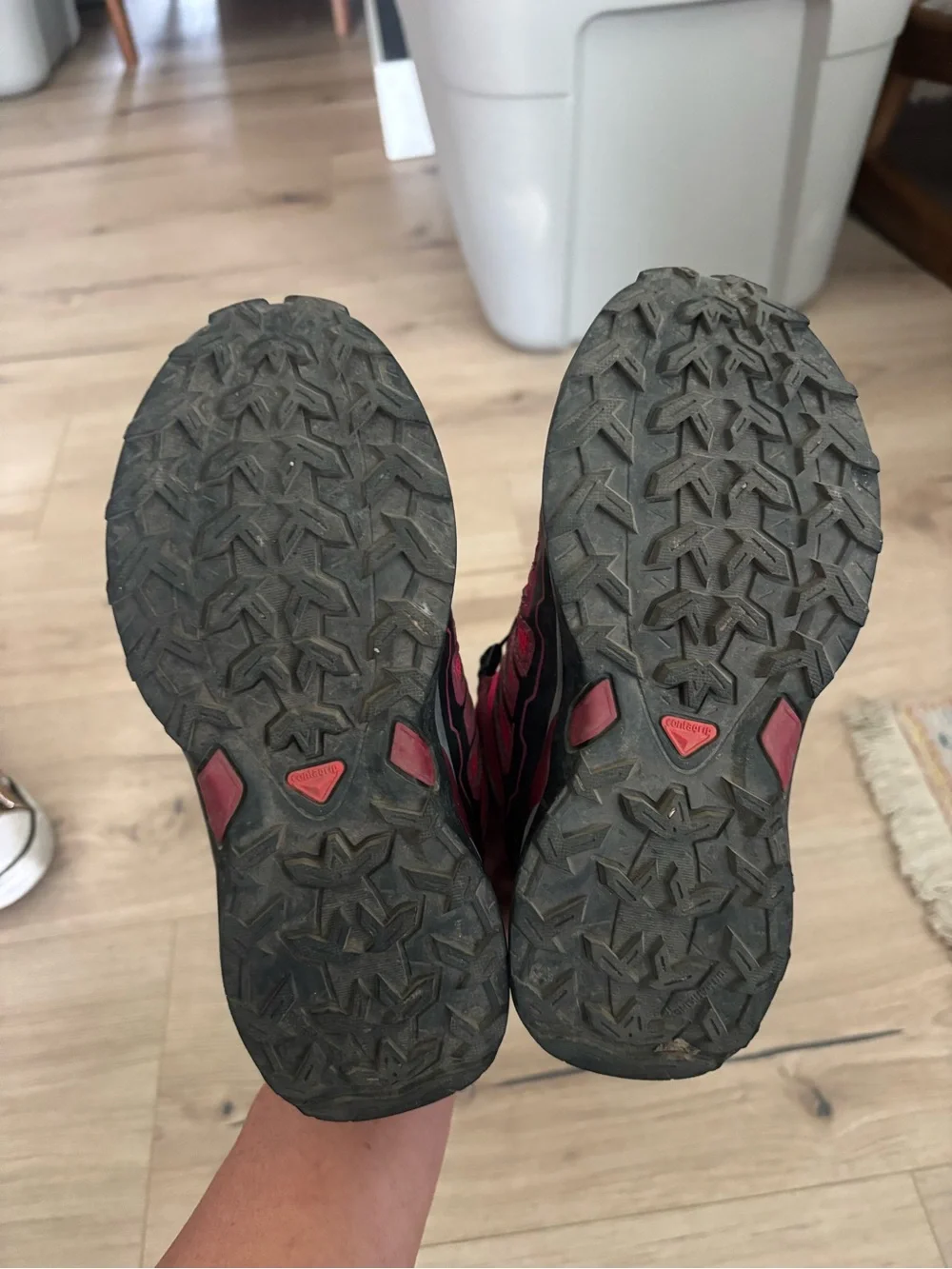 Salomon Kids Red and Black Trail Mid-Top Hiking Boots